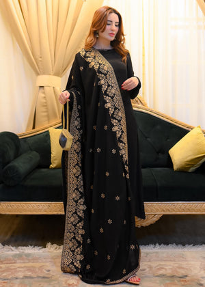 SHK-628-BOOTI BLACK SHAWL