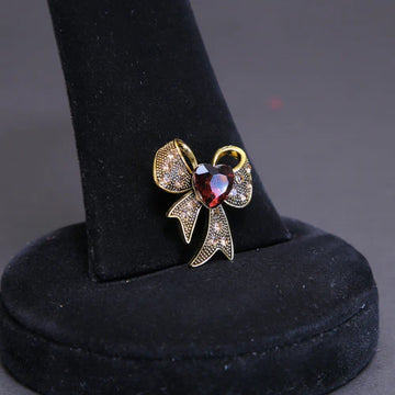 Zaywer| maroon Heart Stone Gold Plated Scarf Pin 476 - Zaywer