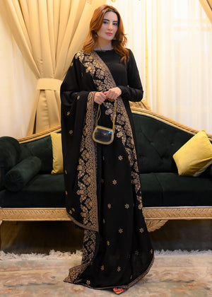 SHK-628-BOOTI BLACK SHAWL