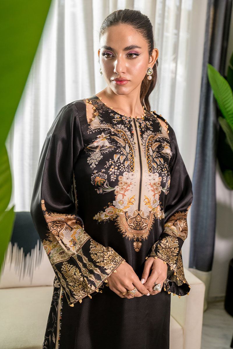 Fatima Khan | Eid Digital Silk Prints | Black Opal