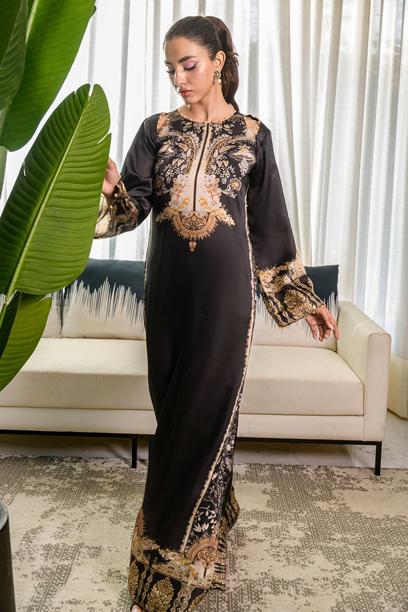 Fatima Khan | Eid Digital Silk Prints | Black Opal
