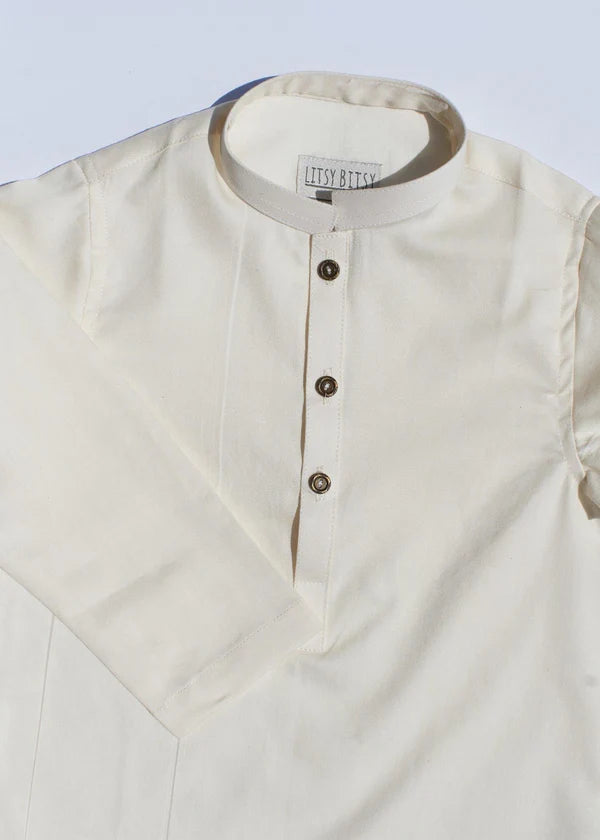 Cream Kurta Trouser - Litsy Bitsy