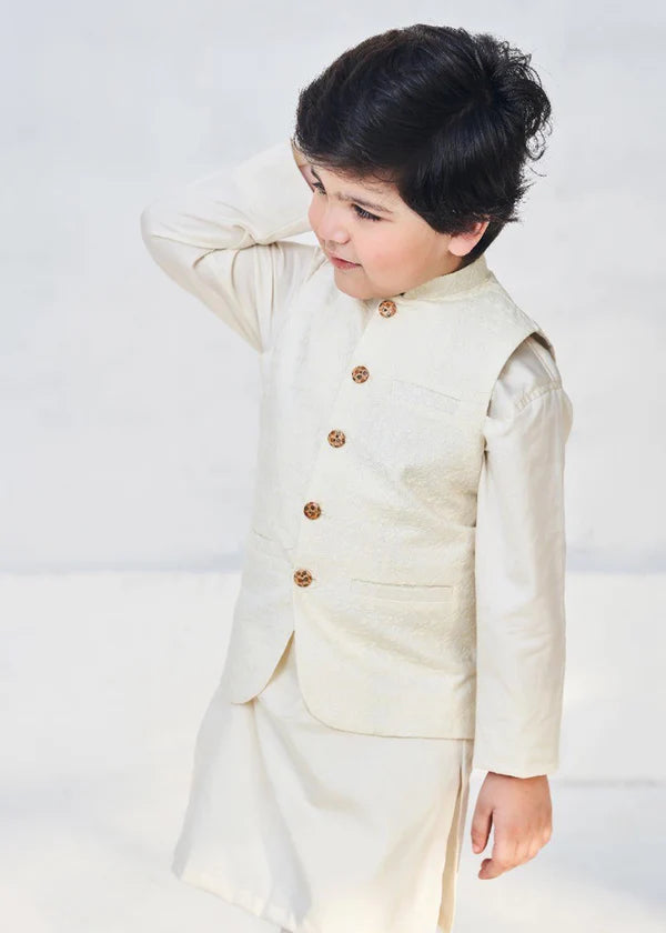 Cream Kurta Trouser - Litsy Bitsy
