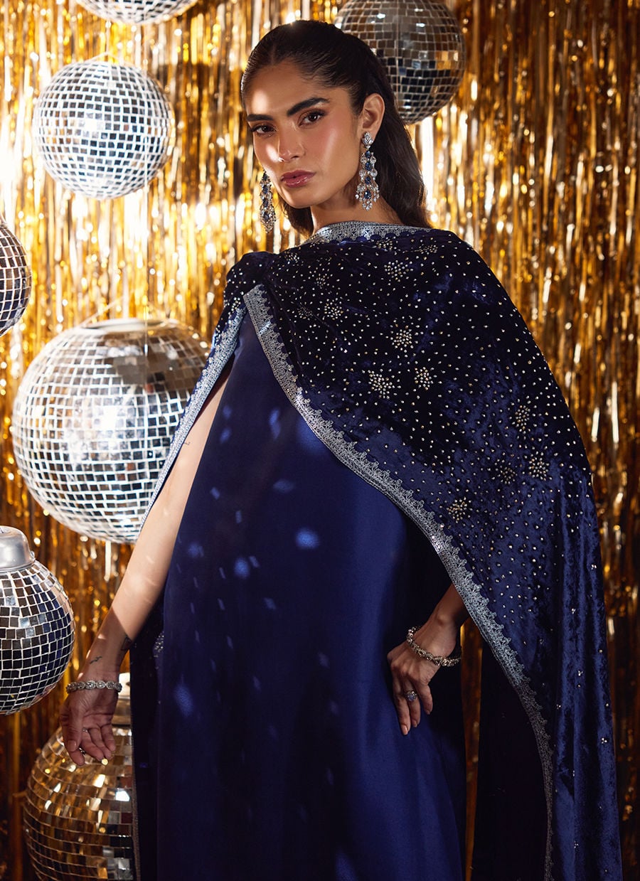 Farah Talib Aziz | Velvet Fete 4 | Elyra Silk Shirt And Pre-Draped Dupatta