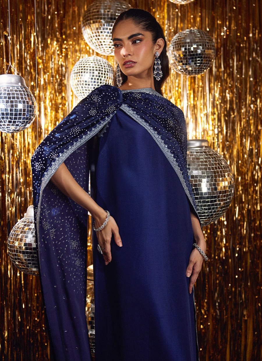 Farah Talib Aziz | Velvet Fete 4 | Elyra Silk Shirt And Pre-Draped Dupatta