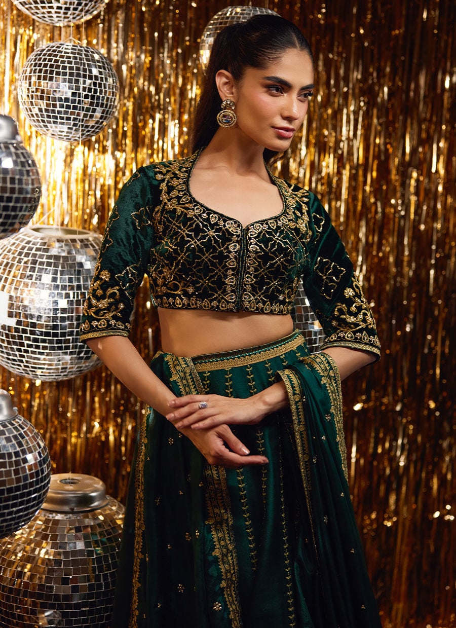 Farah Talib Aziz | Velvet Fete 4 | Sera Emerald Lehnga Choli
