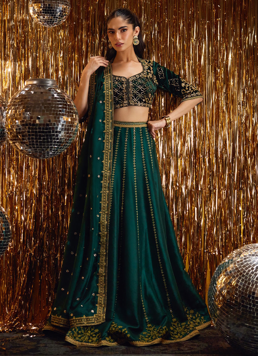 Farah Talib Aziz | Velvet Fete 4 | Sera Emerald Lehnga Choli