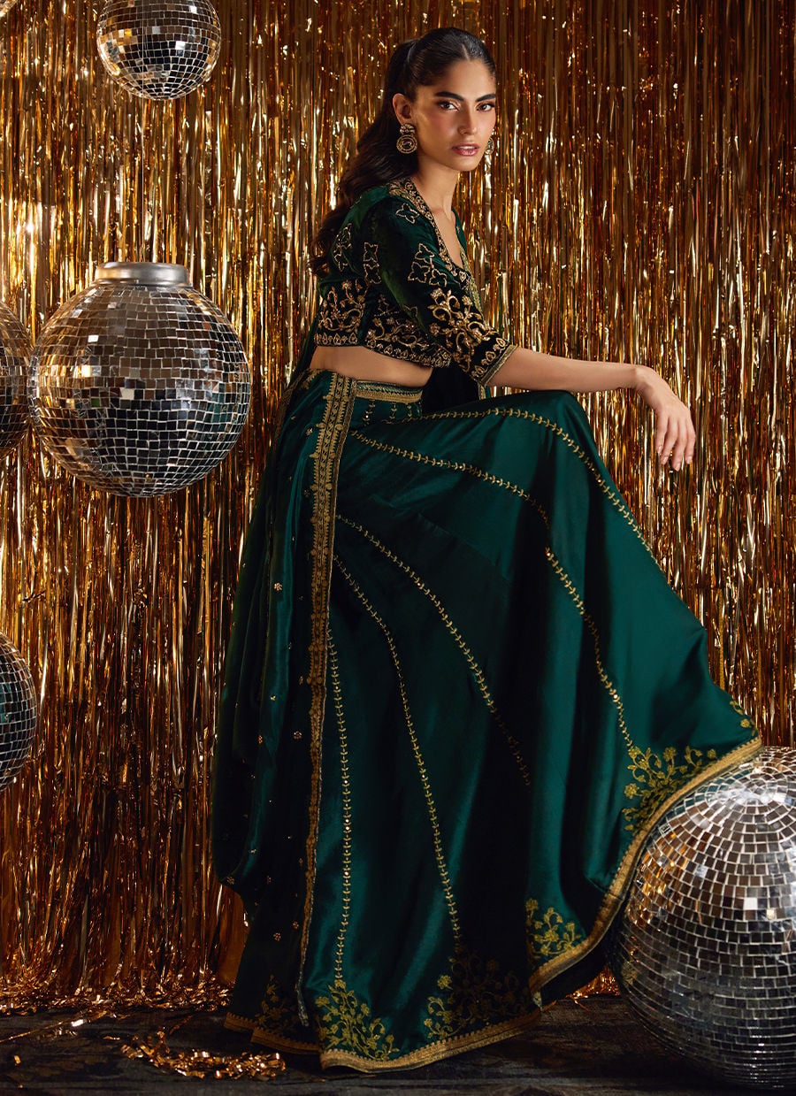 Farah Talib Aziz | Velvet Fete 4 | Sera Emerald Lehnga Choli