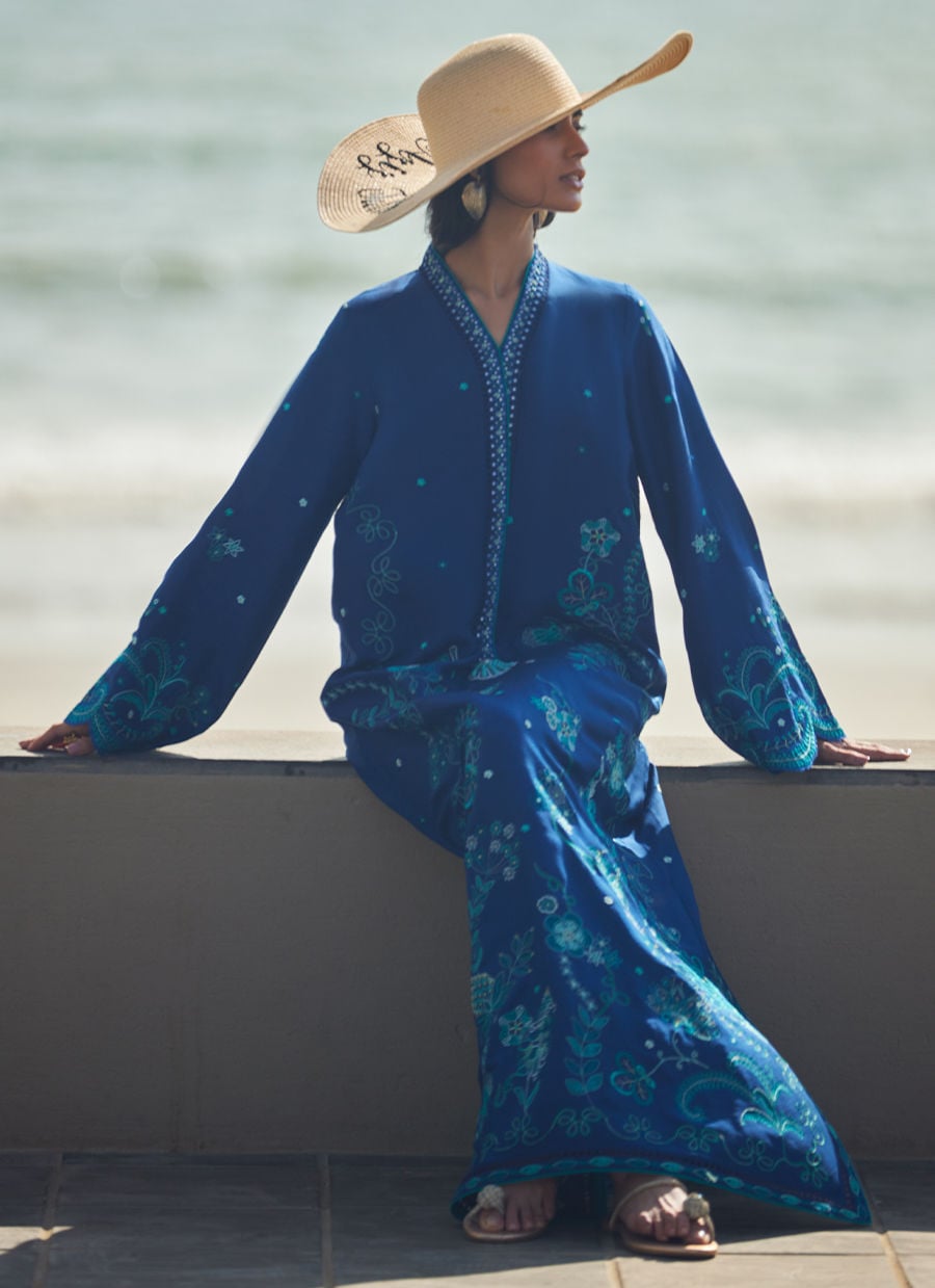 Farah Talib Aziz | Laani The Kaftan Edit | liri Ink Blue