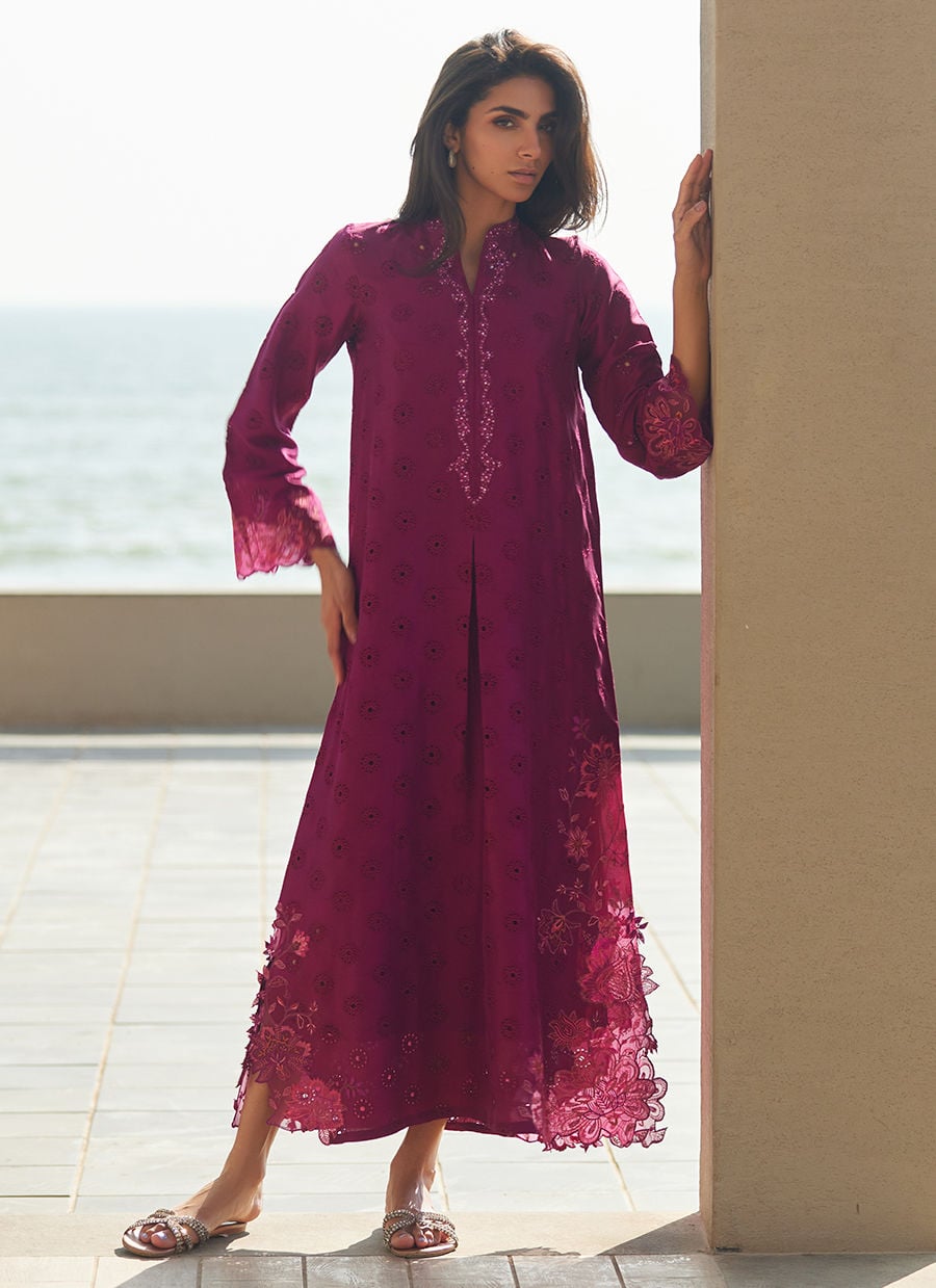 Farah Talib Aziz | Laani The Kaftan Edit | Marbella Magenta Silk