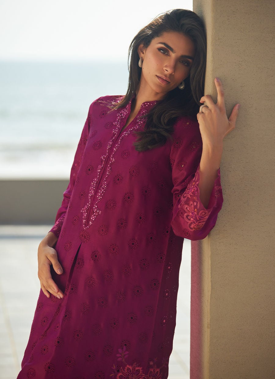 Farah Talib Aziz | Laani The Kaftan Edit | Marbella Magenta Silk