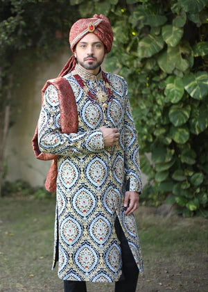 Groom Multicolor Luxury Sherwani OC-34 - Occasions Designer Wear