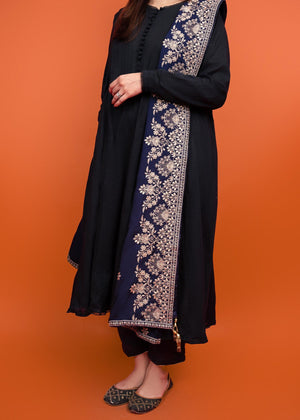 SHK-628-BOOTI NAVY SHAWL