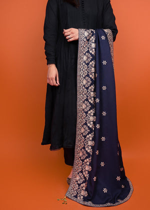 SHK-628-BOOTI NAVY SHAWL