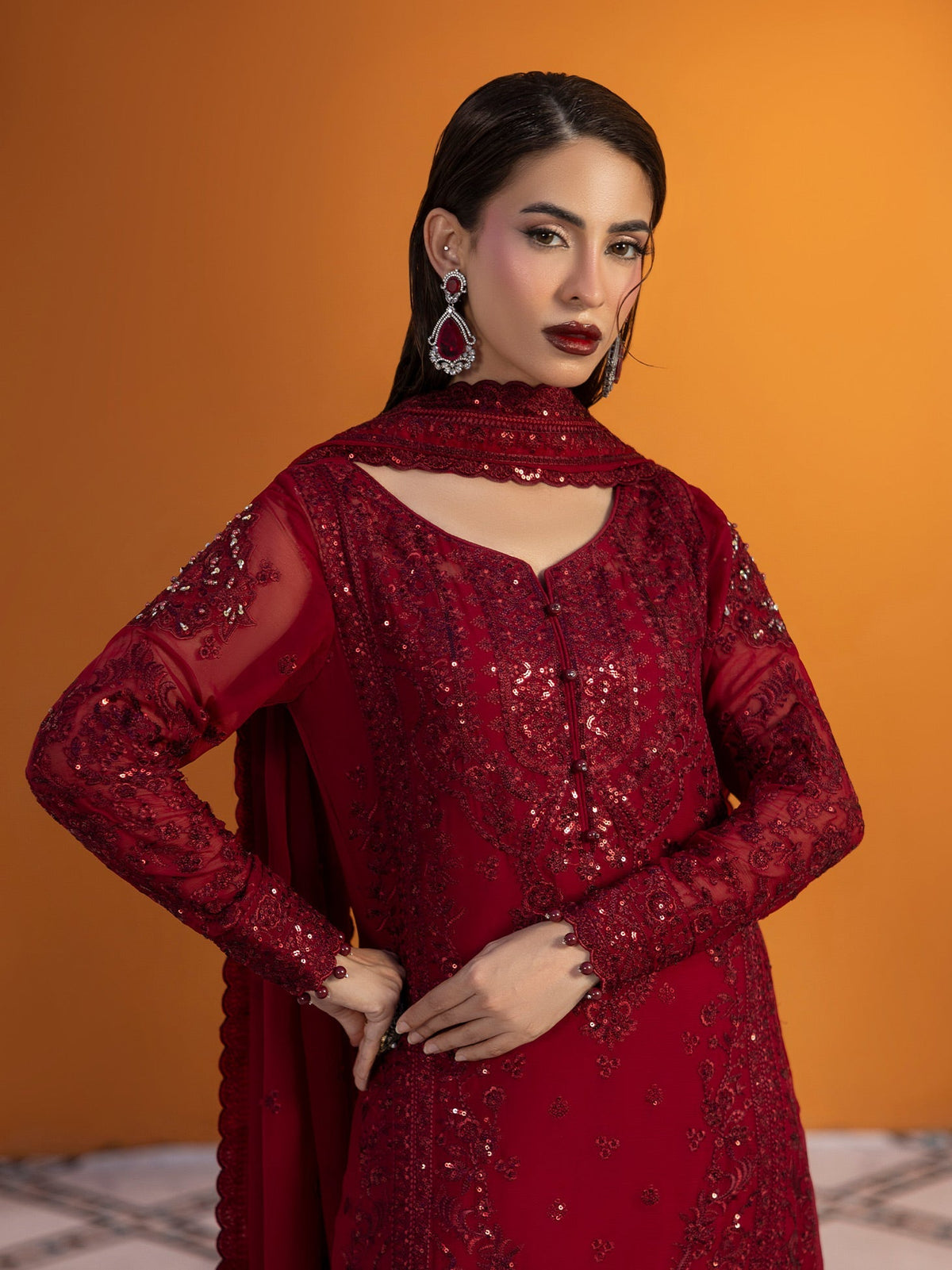 Gulaal | Maeri Luxury Chiffon 26 | Crimson