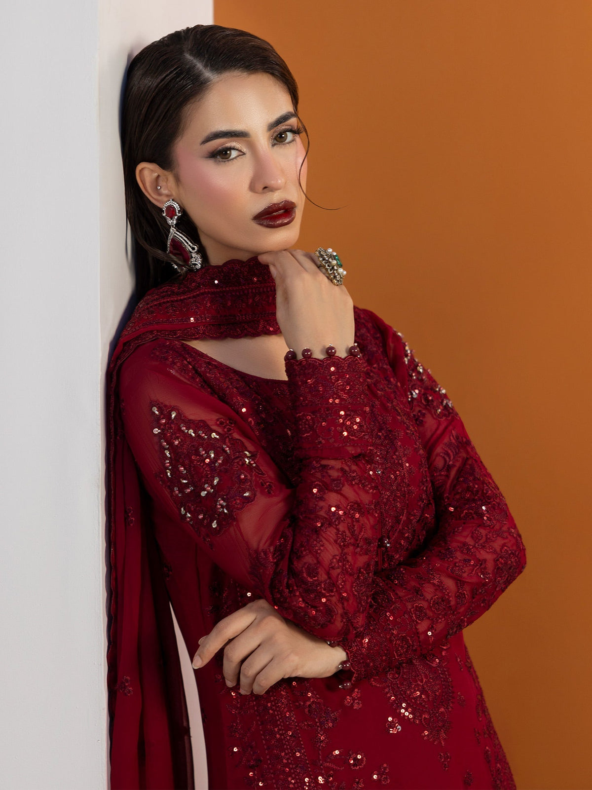 Gulaal | Maeri Luxury Chiffon 26 | Crimson