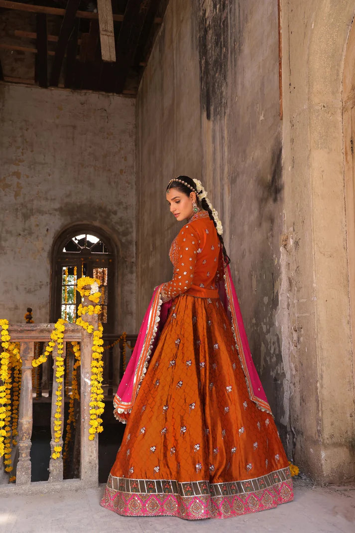 Wahaj M Khan | Banno Wedding Formals | Bano Rust Choli Set