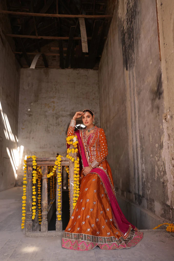 Wahaj M Khan | Banno Wedding Formals | Bano Rust Choli Set
