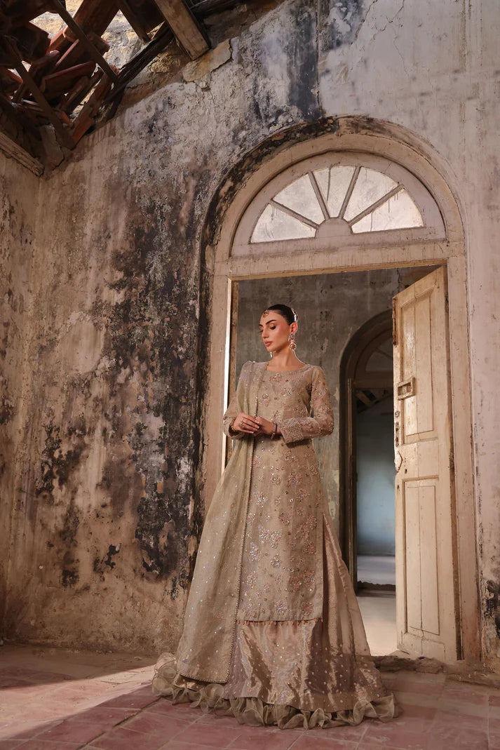 Wahaj M Khan | Banno Wedding Formals |Peachy Rust Printed Set