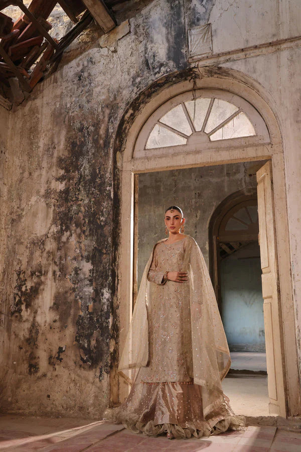 Wahaj M Khan | Banno Wedding Formals |Peachy Rust Printed Set