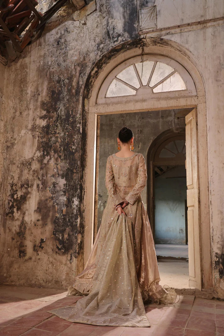 Wahaj M Khan | Banno Wedding Formals |Peachy Rust Printed Set