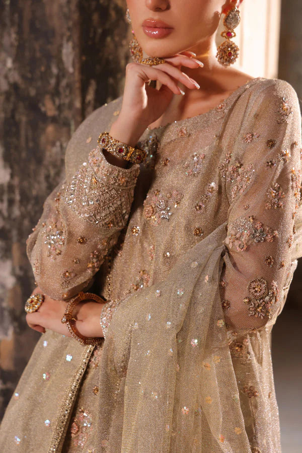 Wahaj M Khan | Banno Wedding Formals |Peachy Rust Printed Set