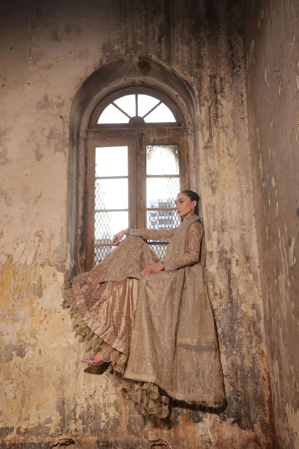 Wahaj M Khan | Banno Wedding Formals |Peachy Rust Printed Set