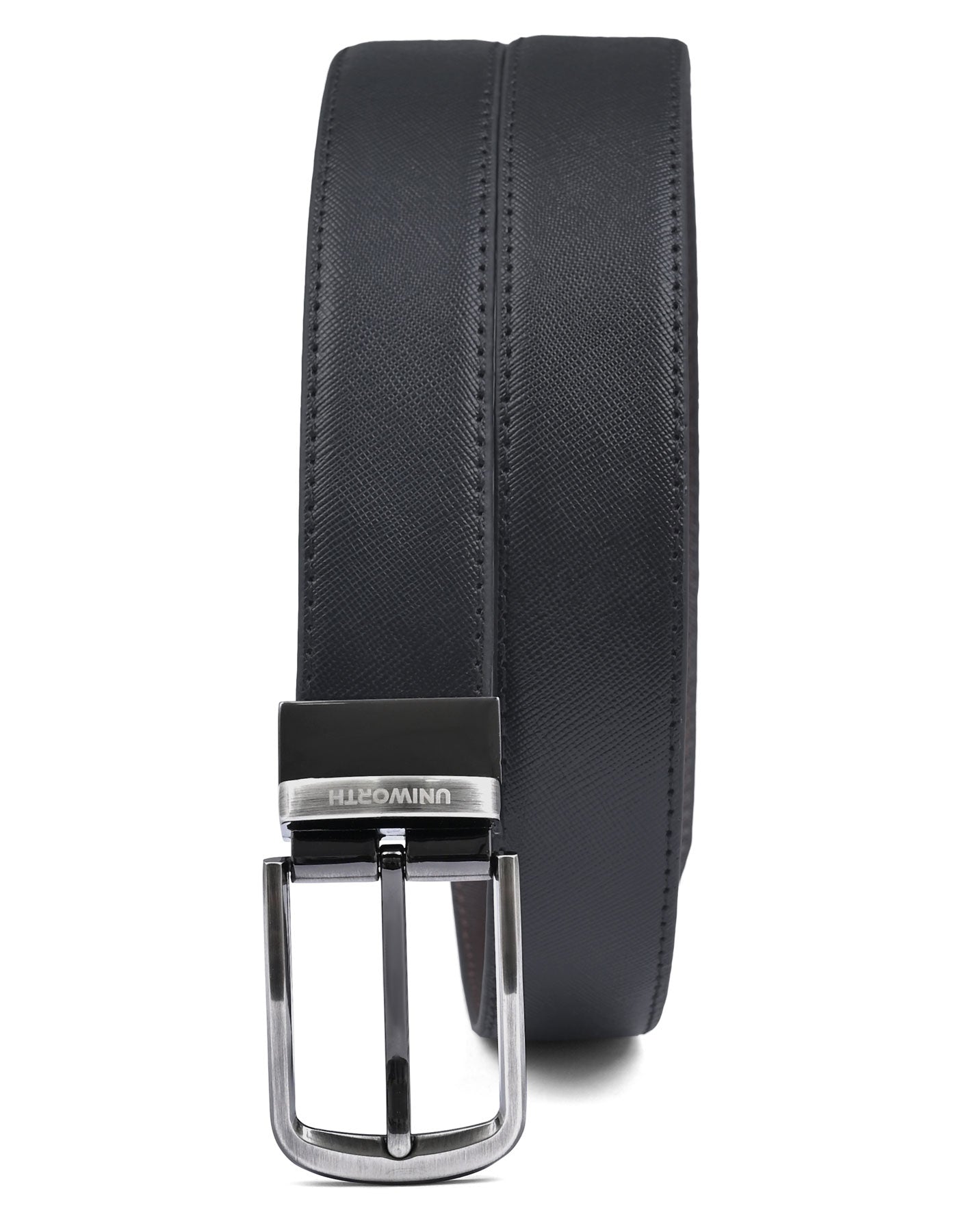 Black Geometric Premium Buckle Formal Belt