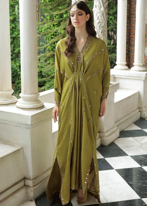 Purple Haze Pret Studio | Apsara Formals | Sheen Green Kaftan