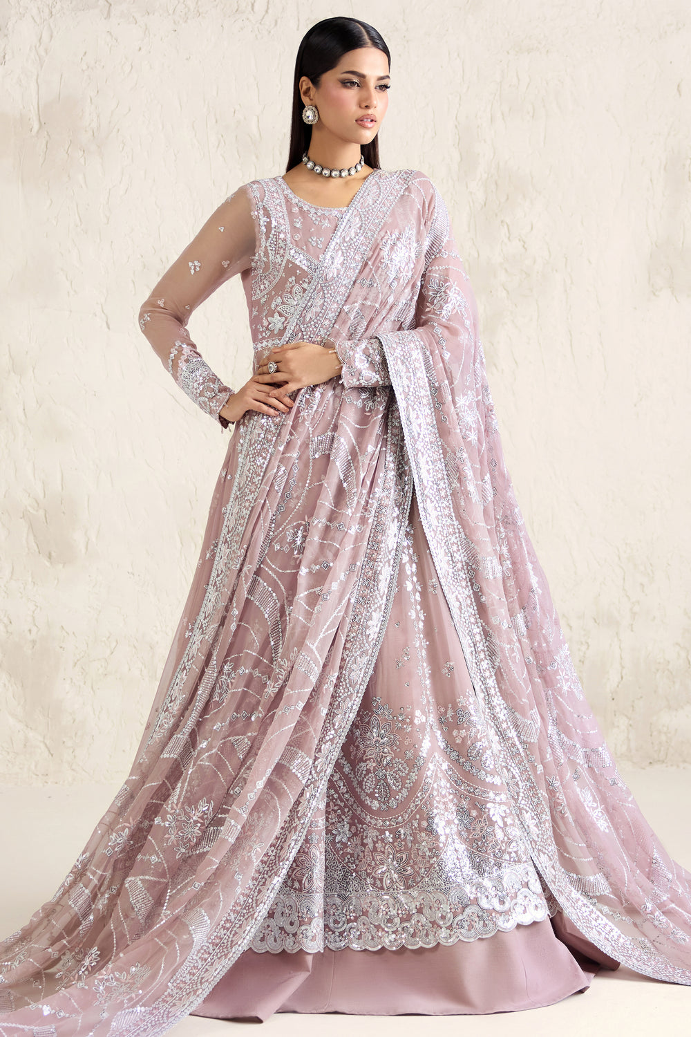 Faiza Saqlain | Reina Formals | Mauve Pearl