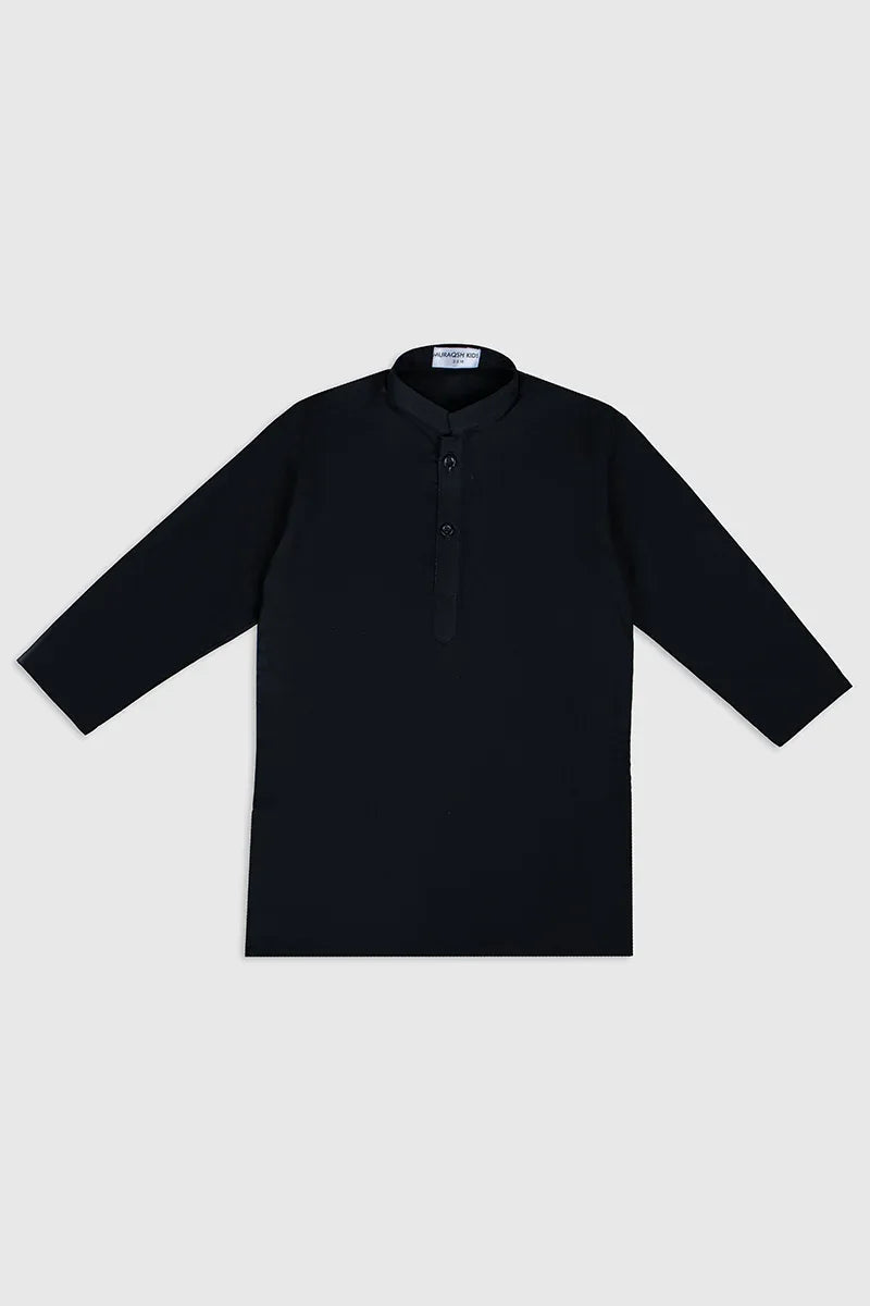 Black Soft Cotton Kurta Trouser - Kids