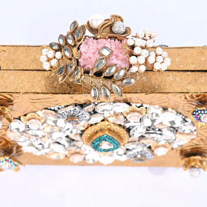 Floral Mono Gemstones Bridal Clutch - Stylez Hub