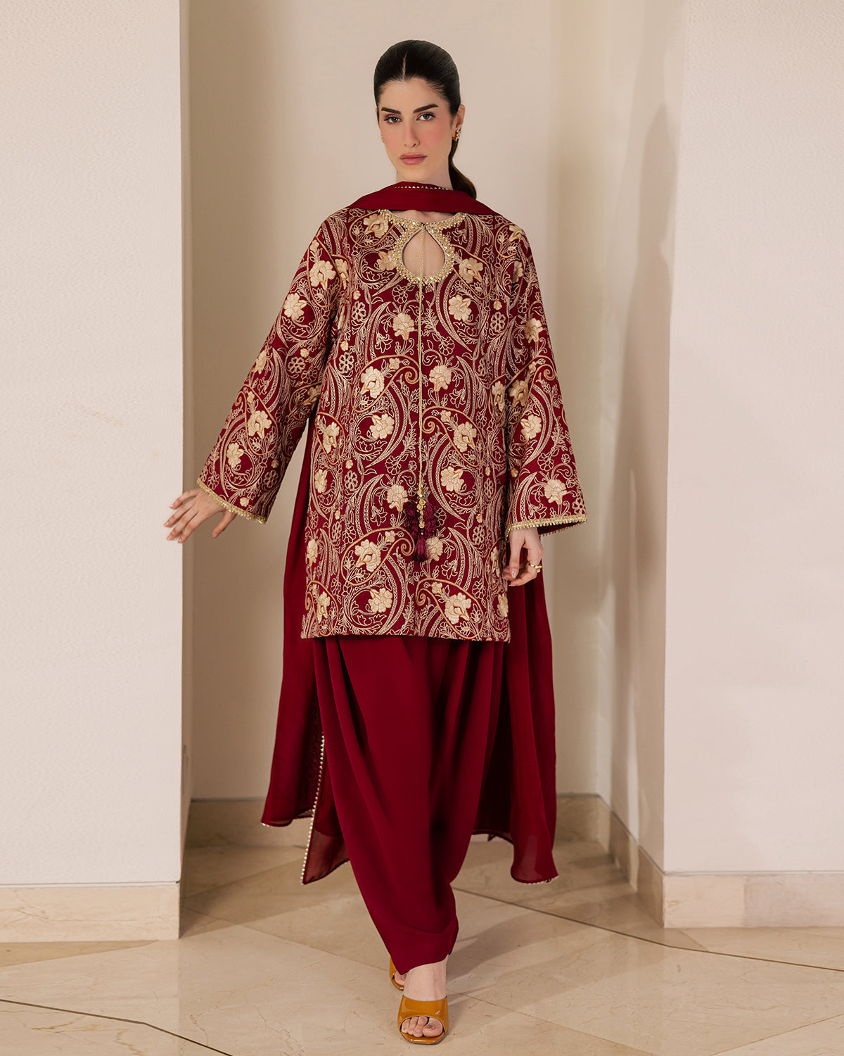 Sadaf Fawad Khan | Eva Luxury Pret 26 | Claret