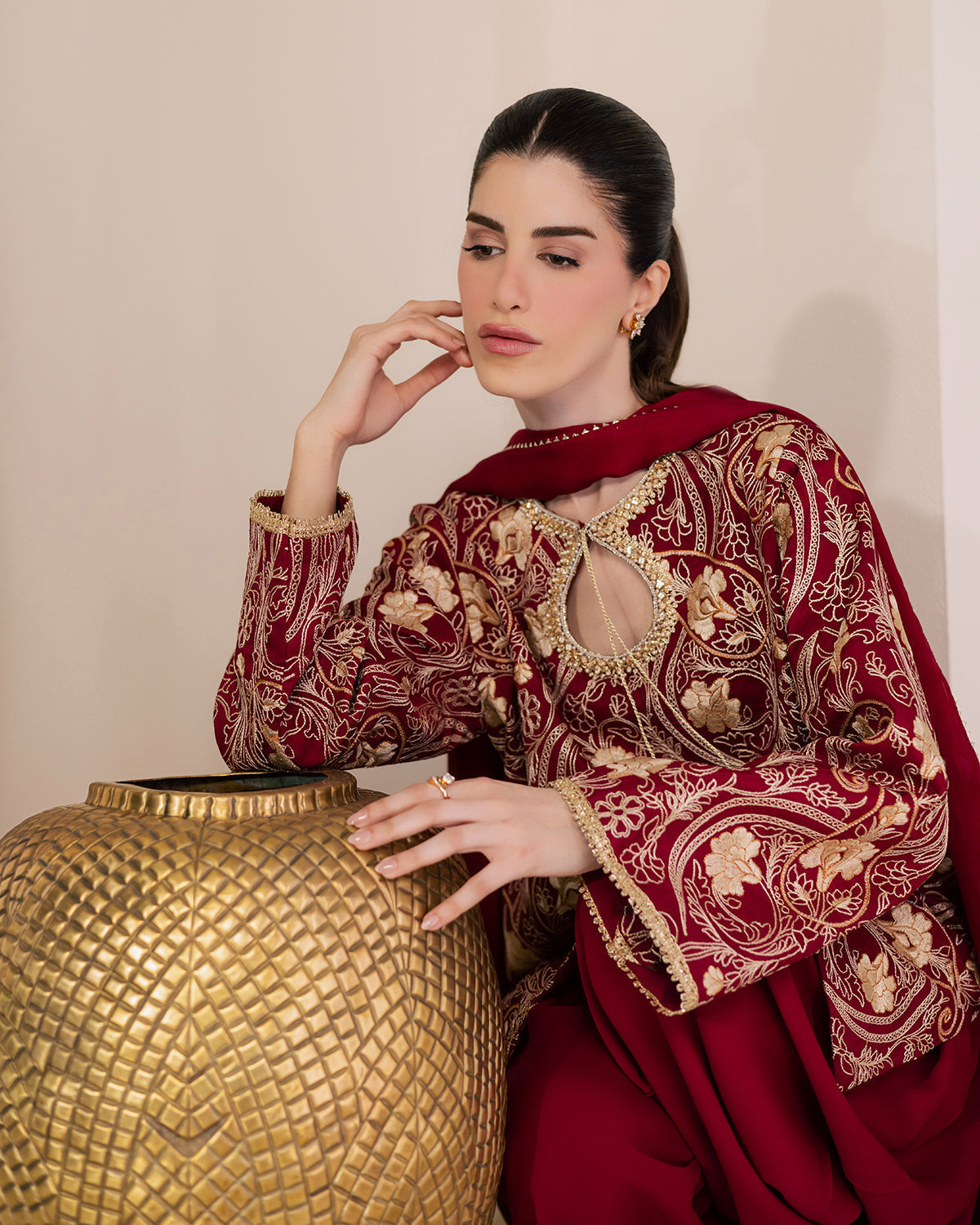 Sadaf Fawad Khan | Eva Luxury Pret 26 | Claret
