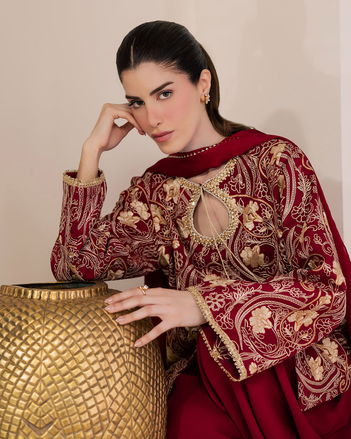 Sadaf Fawad Khan | Eva Luxury Pret 26 | Claret
