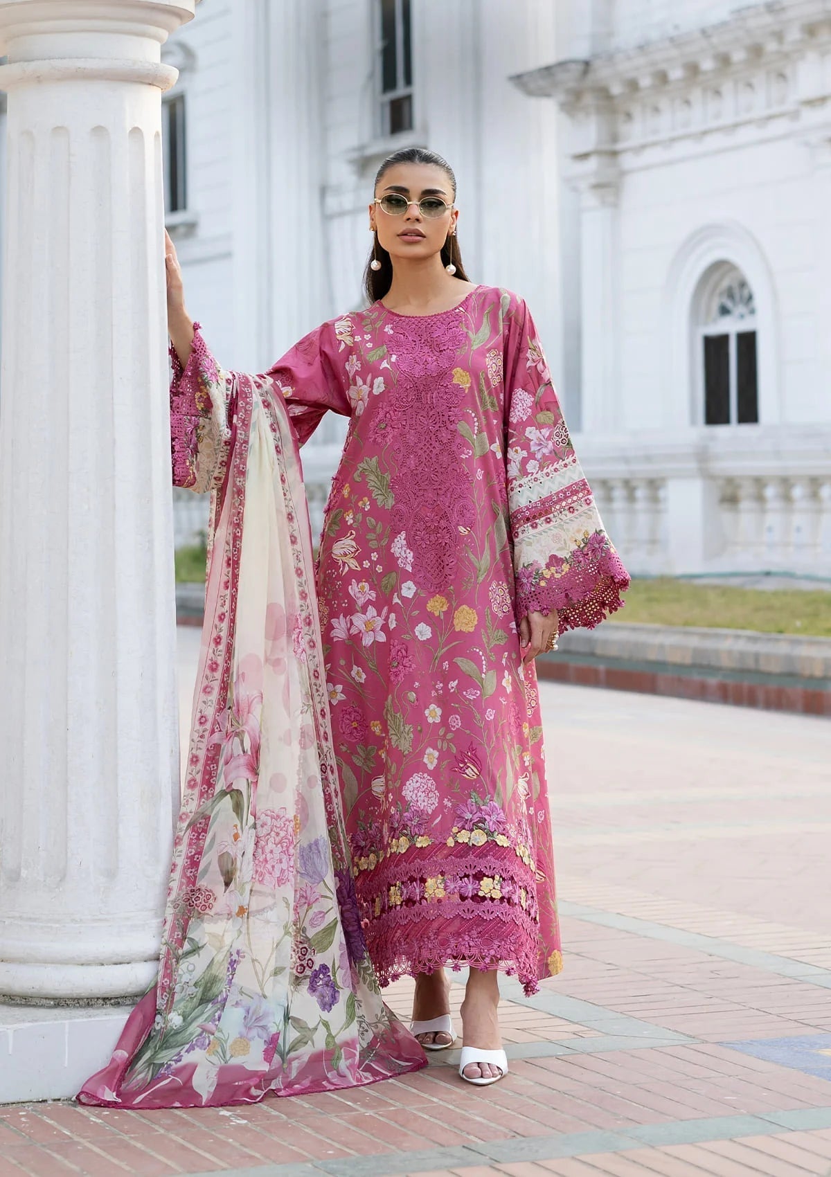 Elaf Premium | Signature Embroidered Lawn with Chiffon Collection 26 | ESG-5B DELILAH