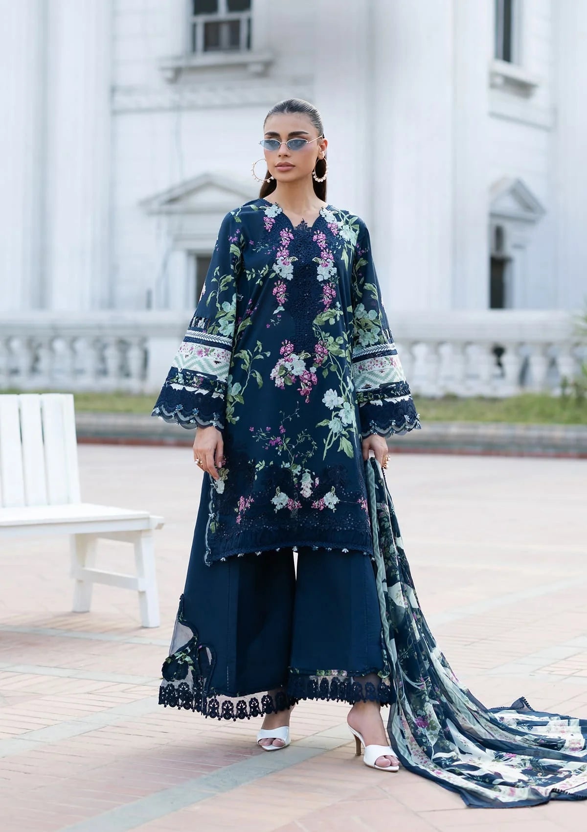 Elaf Premium | Signature Embroidered Lawn with Chiffon Collection 26 | ESG-3A MARIEL
