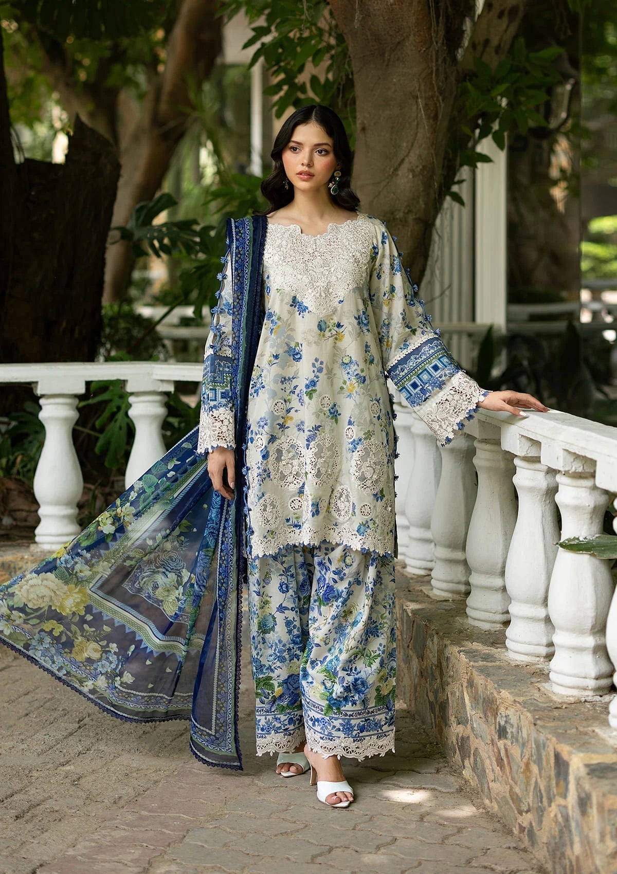 Elaf Premium | Signature Embroidered Lawn with Chiffon Collection 26 | ESG-8B CELINE