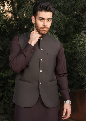 Muraqsh Mocha Brown & Burgundy - 3 Piece - 024