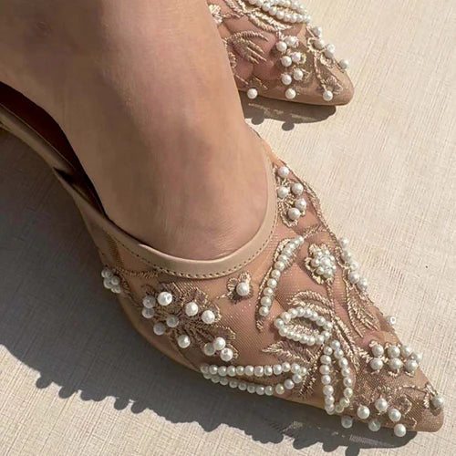 Minza Hand Embellished Heels - Croza