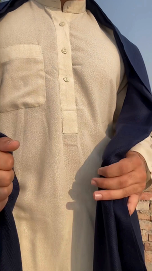 Kamaal Khan Swati Dhussa Shawl For Men - Navy Blue