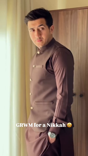 Muraqsh Mocha Brown & Burgundy - 3 Piece - 024