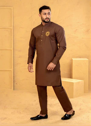 J Pardesi Teak Brown Kurta Pajama