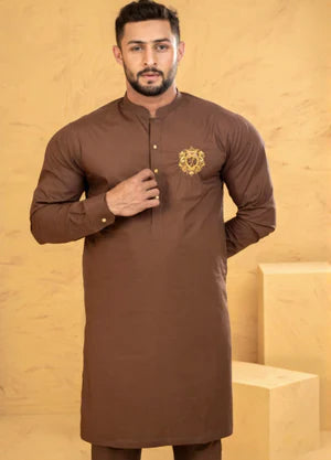 J Pardesi Teak Brown Kurta Pajama