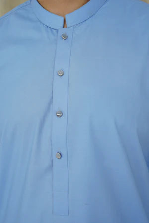 Maqsood Garments MEN'S SKY BLUE WASH'N WEAR KAMEEZ SHALWAR