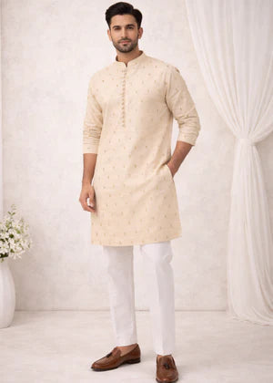 J Pardesi Champagn Gold Kurta Set