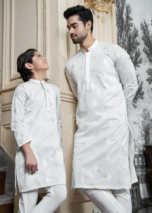 Shahjahan Off White Soft Cotton Embroidered Kurta Trouser
