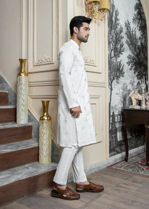 Shahjahan Off White Soft Cotton Embroidered Kurta Trouser