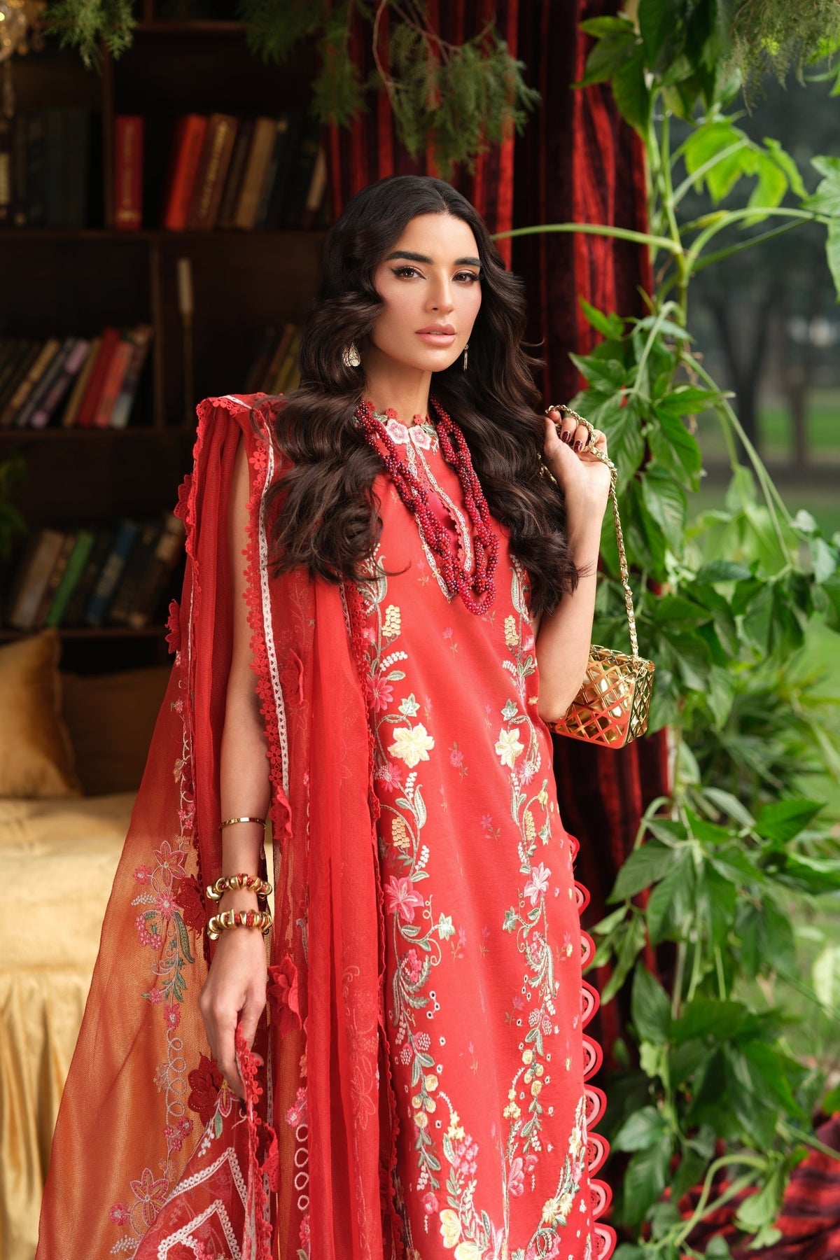 Maryam Hussain | Luxury Lawn 26 | Crimson