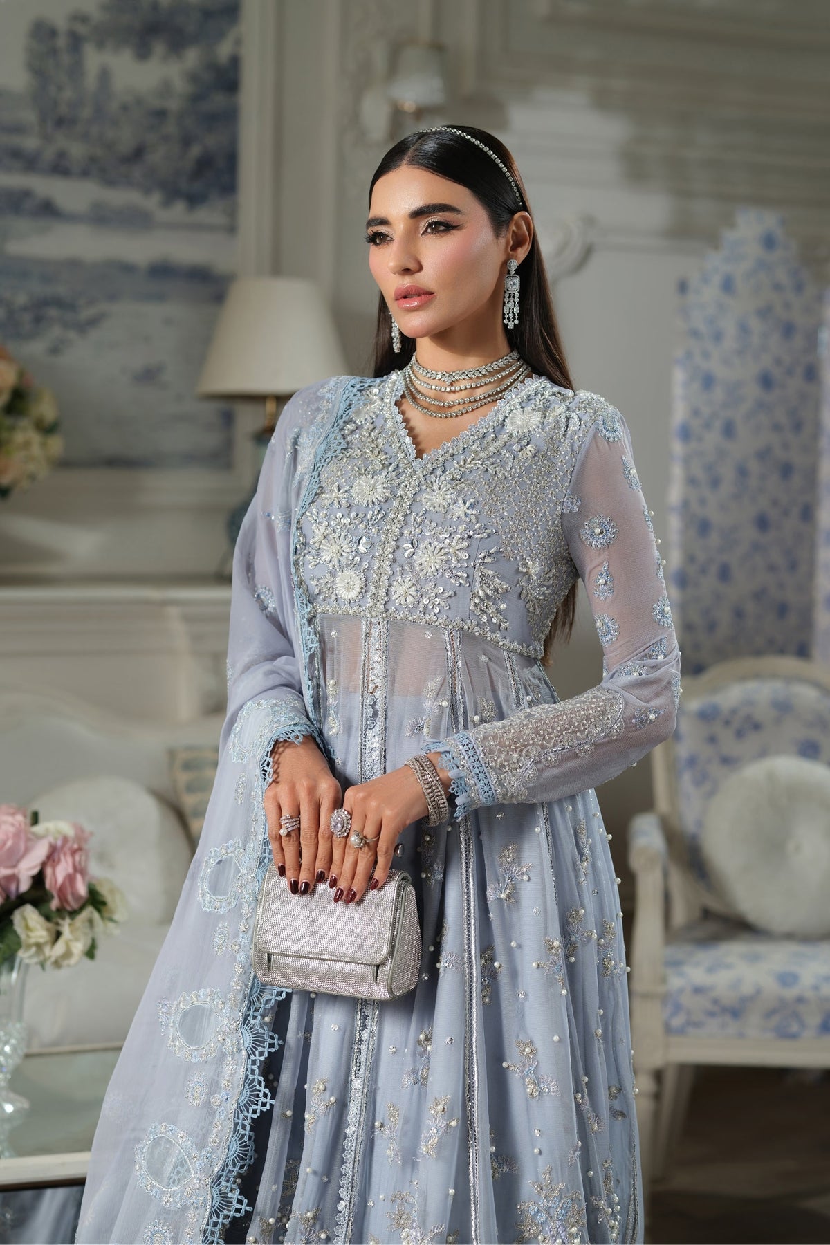 Maryam Hussain | Meer Embroidered Chiffon | Falaq Meer-02
